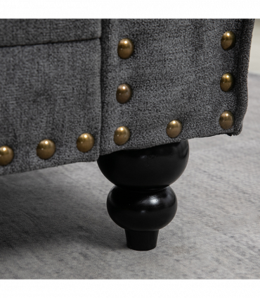 2 Seater Sofas Fabric Sofa with Nailhead Trim Cushions and Throw Pillows Grey