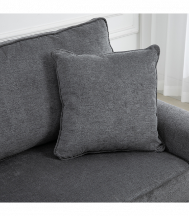 2 Seater Sofas Fabric Sofa with Nailhead Trim Cushions and Throw Pillows Grey