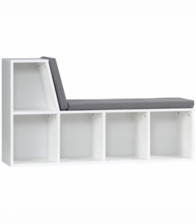 Bookshelf 2 Tier Modern Bookshelf w/ Removable Cushions White 108W x 30D x 60H