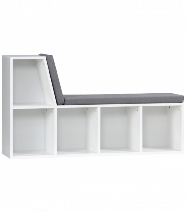 Bookshelf 2 Tier Modern Bookshelf w/ Removable Cushions White 108W x 30D x 60H