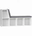 Bookshelf 2 Tier Modern Bookshelf w/ Removable Cushions White 108W x 30D x 60H