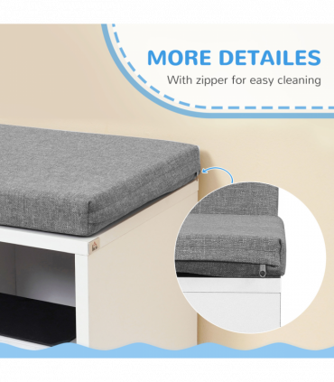 Bookshelf 2 Tier Modern Bookshelf w/ Removable Cushions White 108W x 30D x 60H