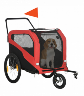 2 in 1 Dog Bike Trailer Pet Stroller for Large Dogs W/ Hitch - Red