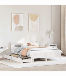 vidaXL Bed Frame without Mattress White 140x200 cm Solid Wood Pine