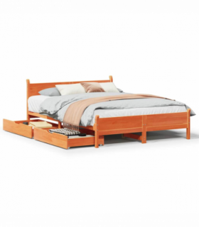 vidaXL Bed Frame without Mattress Wax Brown 140x190 cm Solid Wood Pine