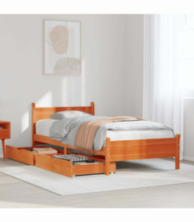 vidaXL Bed Frame without Mattress Wax Brown 100x200 cm Solid Wood Pine