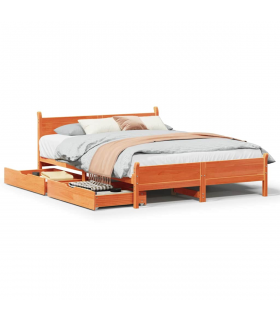 vidaXL Bed Frame without Mattress Wax Brown 135x190 cm Double Solid Wood Pine
