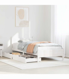 vidaXL Bed Frame without Mattress White 75x190 cm Small Single Solid Wood Pine