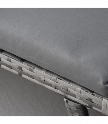 2 in 1 Rattan Folding Daybed Sofa Grey w/Cushion