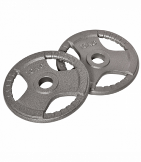 Olympic Weight Plates Steel Silver 2" 2 x 10kg Set for Strength Training