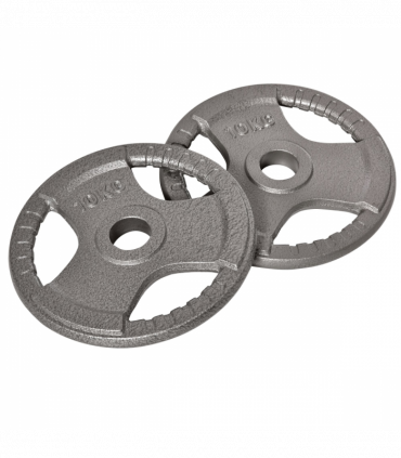 Olympic Weight Plates Steel Silver 2" 2 x 10kg Set for Strength Training