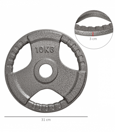 Olympic Weight Plates Steel Silver 2" 2 x 10kg Set for Strength Training