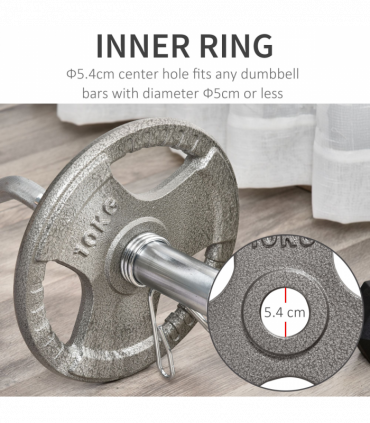 Olympic Weight Plates Steel Silver 2" 2 x 10kg Set for Strength Training