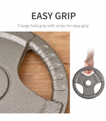 Olympic Weight Plates Steel Silver 2" 2 x 10kg Set for Strength Training