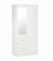 2-Door Wardrobe w/ Adjustable Shelf 3 Drawers for Bedroom, 180cm, White