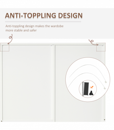 2-Door Wardrobe w/ Adjustable Shelf 3 Drawers for Bedroom, 180cm, White