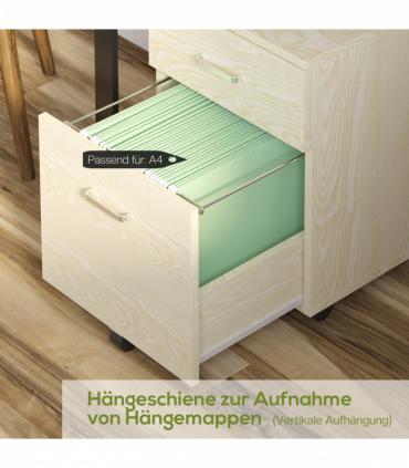 Filing Cabinet Oak 55.6H x 40W x 45Dcm 2-Drawer Locking Office Storage Vinsetto