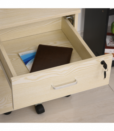 Filing Cabinet Oak 55.6H x 40W x 45Dcm 2-Drawer Locking Office Storage Vinsetto