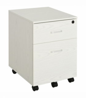 Filing Cabinet White Particle Board 54.6H x 40W x 45Dcm 2-Drawer Locking Office