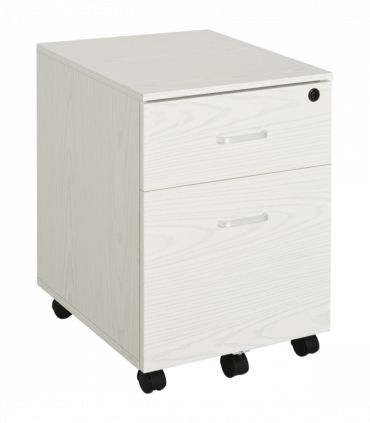 Filing Cabinet White Particle Board 54.6H x 40W x 45Dcm 2-Drawer Locking Office