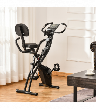 2-In-1 Upright Exercise Bike 8-Level Adjustable with Pulse Sensor Black HOMCOM