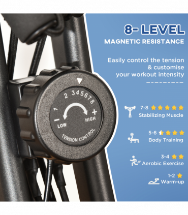 2-In-1 Upright Exercise Bike 8-Level Adjustable with Pulse Sensor Black HOMCOM