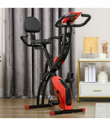 2-In-1 Upright Exercise Bike 8-Level Adjustable with Pulse Sensor Red