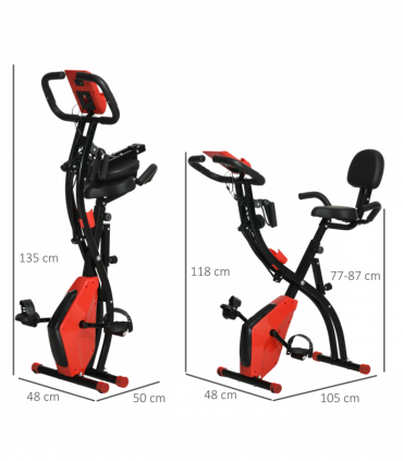 2-In-1 Upright Exercise Bike 8-Level Adjustable with Pulse Sensor Red
