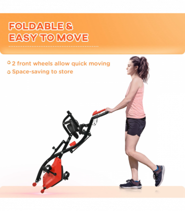 2-In-1 Upright Exercise Bike 8-Level Adjustable with Pulse Sensor Red