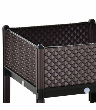 Planter Box Brown 50cm x 50cm x 46.5cm 2-Piece Raised Garden Bed for Flowers