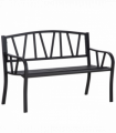 2-Seater Bench Solid Metal Loveseat Decorative Backrest Ergonomic Armrest