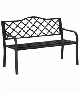 2-Seater Outdoor Garden Bench Antique Steel Armrest,