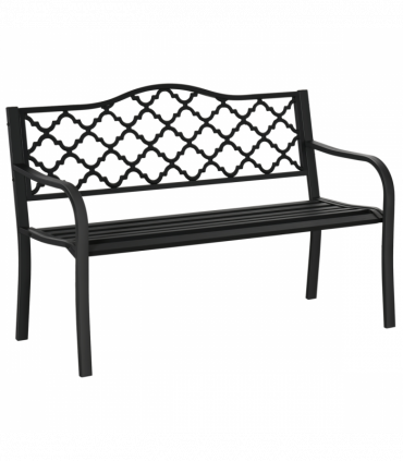 2-Seater Outdoor Garden Bench Antique Steel Armrest,