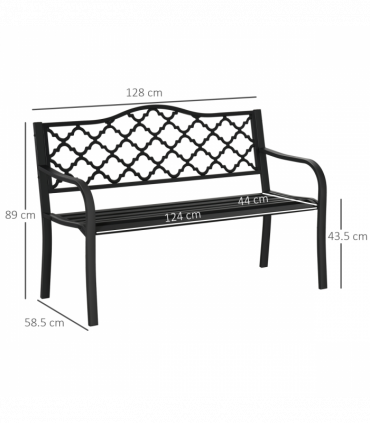 2-Seater Outdoor Garden Bench Antique Steel Armrest,