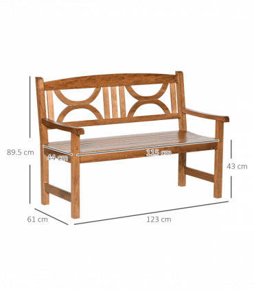 2-Seater Wooden Garden Bench Outdoor Patio Loveseat Natural