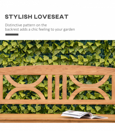 2-Seater Wooden Garden Bench Outdoor Patio Loveseat Natural