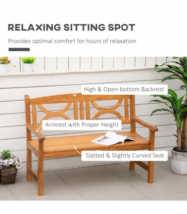 2-Seater Wooden Garden Bench Outdoor Patio Loveseat Natural