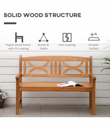 2-Seater Wooden Garden Bench Outdoor Patio Loveseat Natural