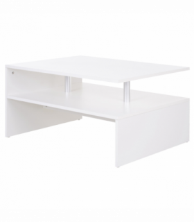 2-Tier Coffee Table Side/End Table Modern Rectangular Design White
