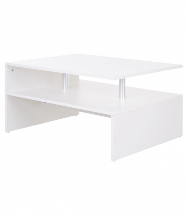 2-Tier Coffee Table Side/End Table Modern Rectangular Design White