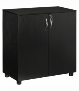 Office Storage Cabinet 2-Tier Locking Black Particle Board 80x80x40cm