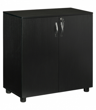 Office Storage Cabinet 2-Tier Locking Black Particle Board 80x80x40cm