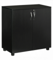 Office Storage Cabinet 2-Tier Locking Black Particle Board 80x80x40cm