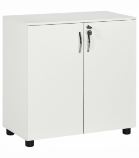 Office Storage Cabinet 2-Tier Locking File Organisation White Particle Board
