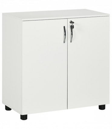 Office Storage Cabinet 2-Tier Locking File Organisation White Particle Board