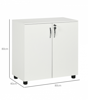 Office Storage Cabinet 2-Tier Locking File Organisation White Particle Board