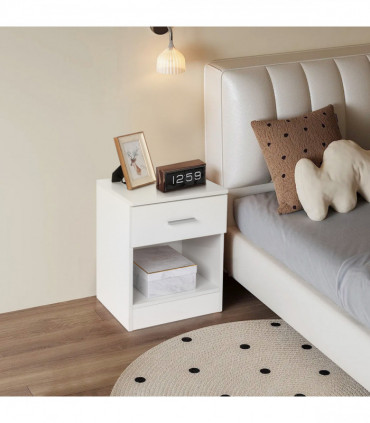 2-Tier Nightstand Set of 2, Bedside Cabinet End Table for Bedroom Home Office, White