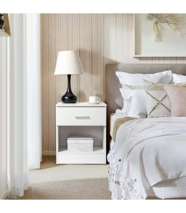 2-Tier Nightstand Set of 2, Bedside Cabinet End Table for Bedroom Home Office, White