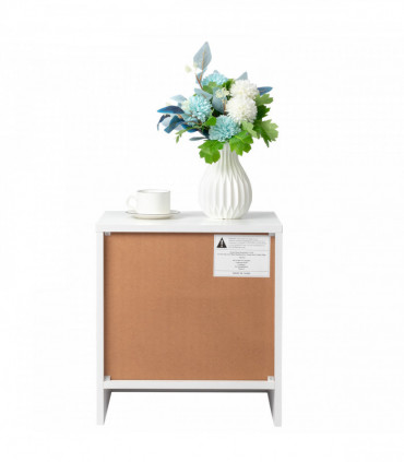 2-Tier Nightstand Set of 2, Bedside Cabinet End Table for Bedroom Home Office, White