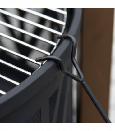 2-in-1 Outdoor Fire Pit Bowl with BBQ Grill Grate 30" Spark Screen Cover